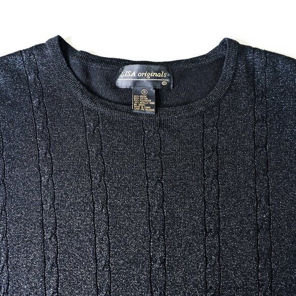 LISA ORIGINALS Navy Metallic Long Sleeve Lightweight Sweater - Size Small - Picture 3 of 9
